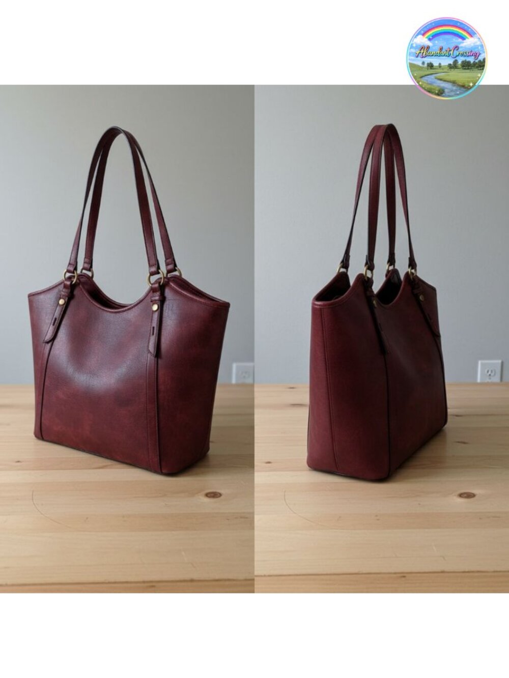 Vegan Leather Tote Bag Satchel Shoulder Handbag Zipper Work Travel Purse